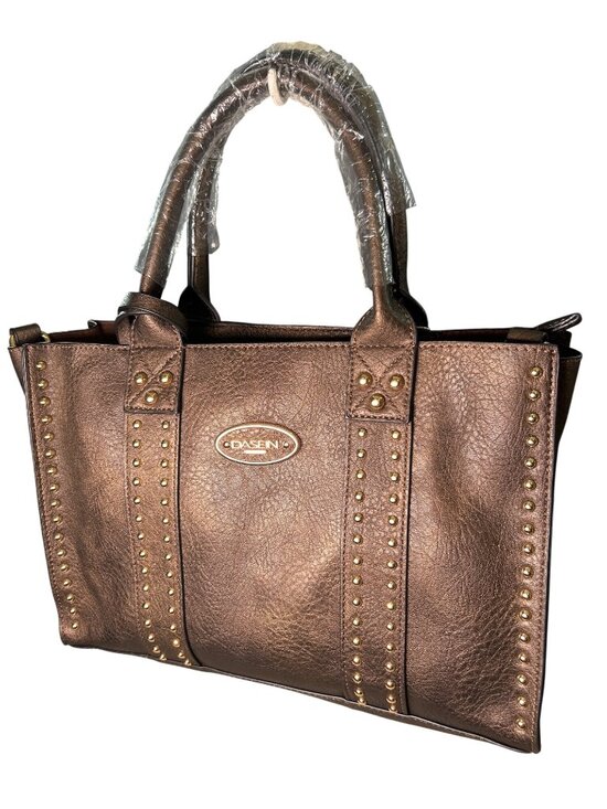 Dasein Handbags - NEW Dasein Brown & Metallic Gold Tote Purse w/ Wristlet & Makeup Bag & Strap USA